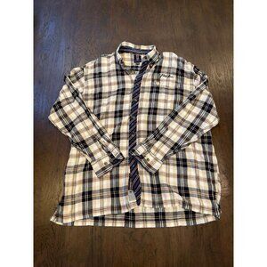 phat farm90s brown plaid long-sleeved flannel shirt